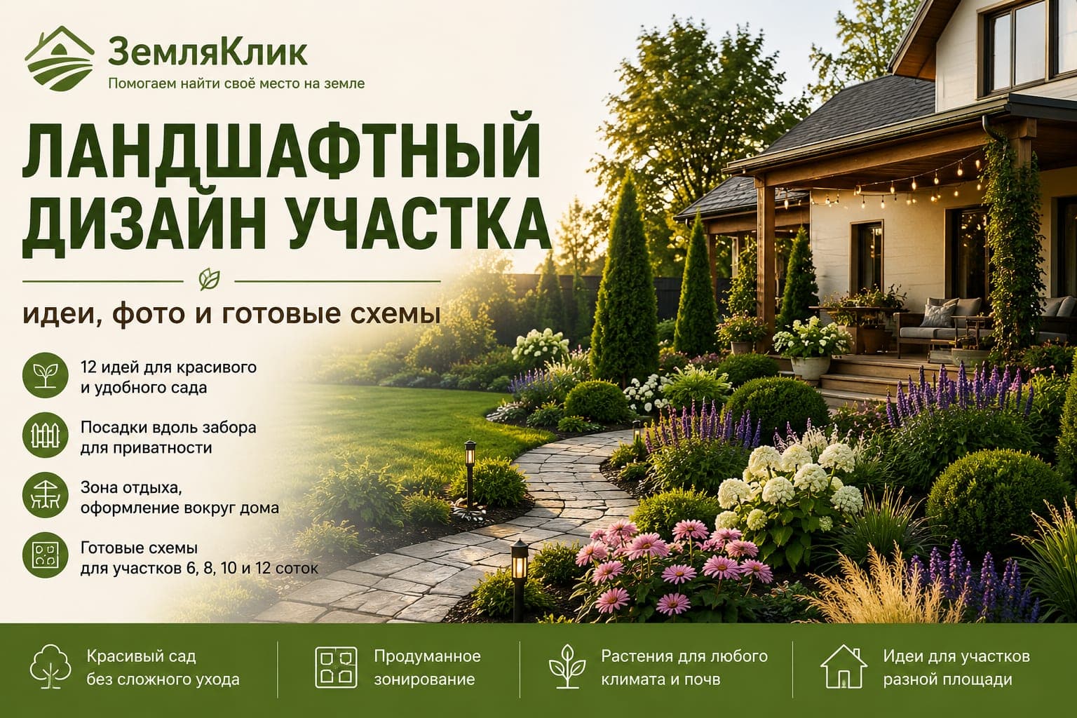 Ландшафтный дизайн участка: идеи, фото и готовые схемы