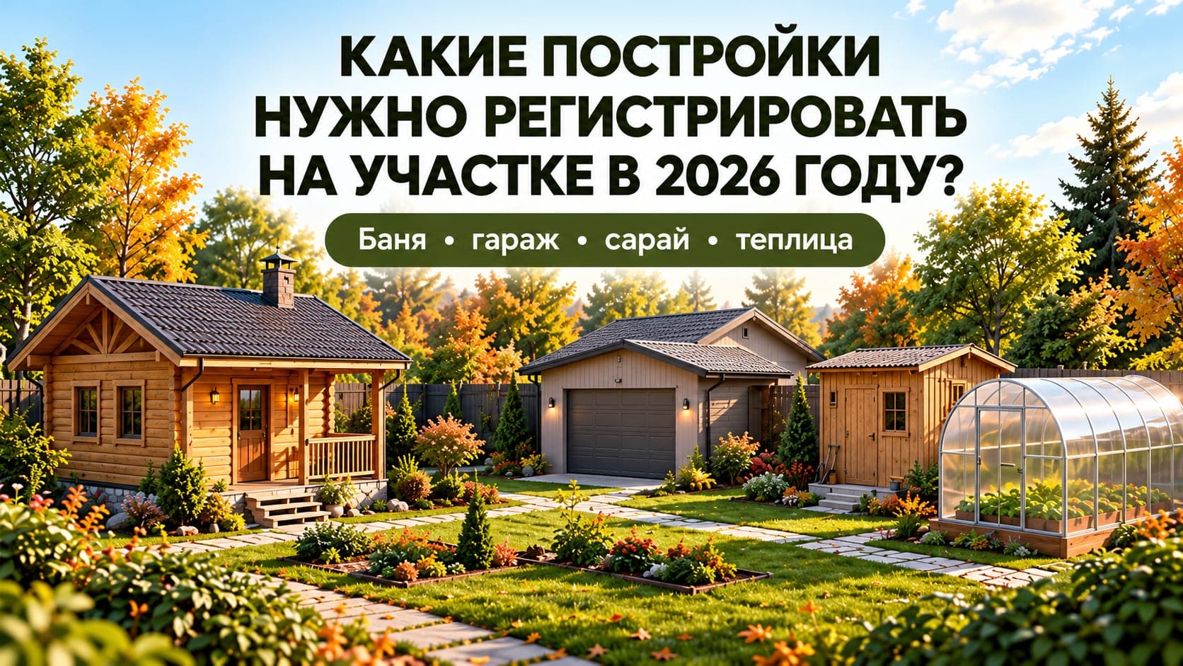 Какие постройки на участке нужно регистрировать в 2026 году: баня, гараж, сарай и теплица